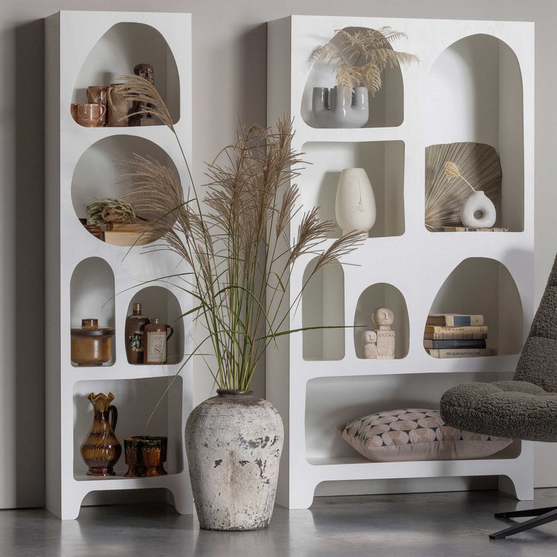 Santorini organic slim bookcase, white