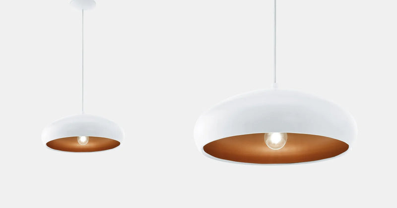 Ronda large pendant light, copper and matte white