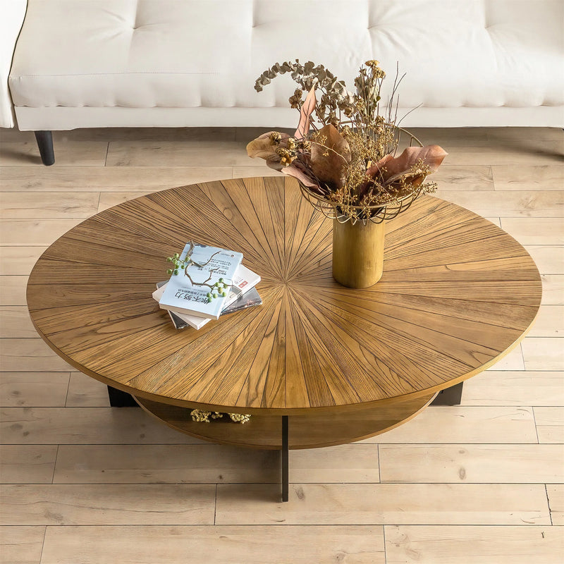 Akito sunburst coffee table, mango wood