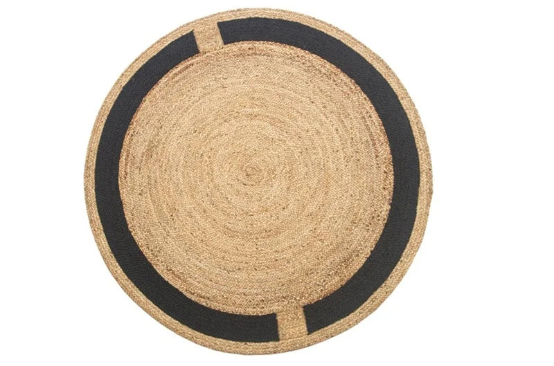 Ditto round jute rug, natural and black