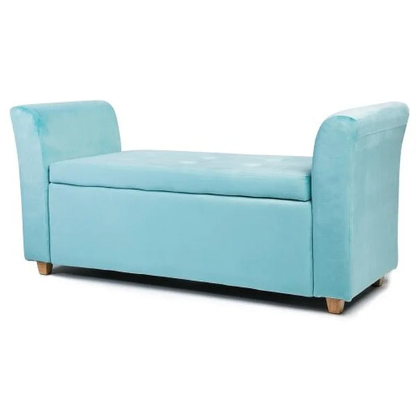 Emma velvet upholstered bench, blue