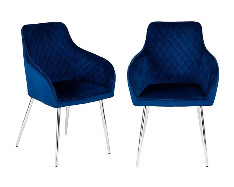Hampton velvet dining chair, midnight blue and gold