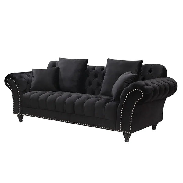 Lancaster 3 seater sofa, jet black velvet