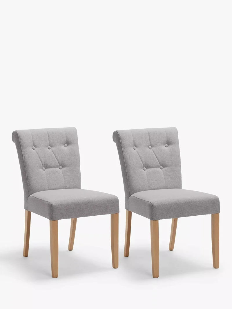 Set of 2 Poppins dining chairs, dove grey and solid beech