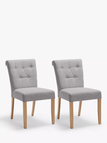 Set of 2 Poppins dining chairs, dove grey and solid beech