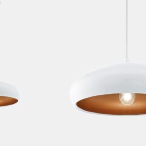 Ronda large pendant light, copper and matte white