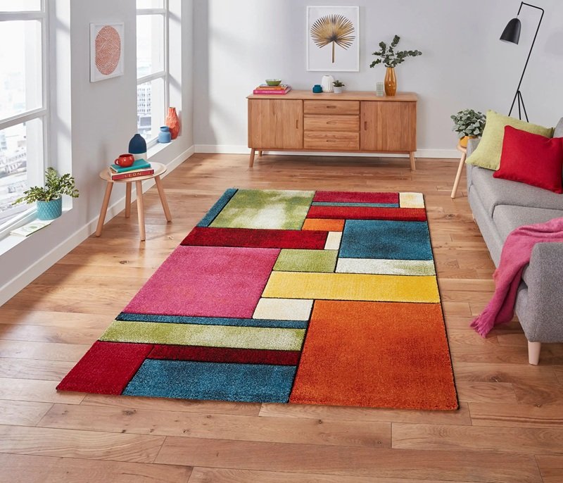 Barat abstract sunrise rug, multi