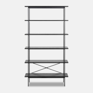 Dexter industrial bookcase, matte black and oak
