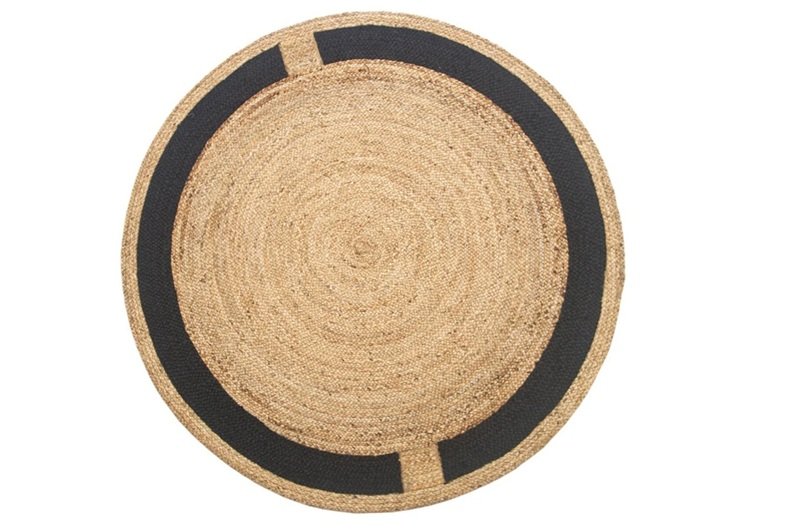 Ditto round jute rug, natural and black