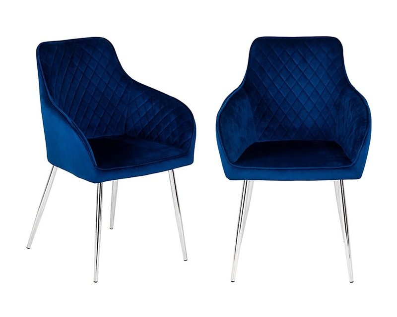 Hampton velvet dining chair, midnight blue and gold