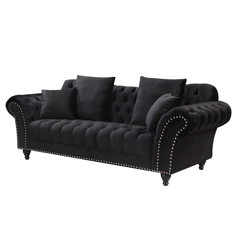 Lancaster 3 seater sofa, jet black velvet