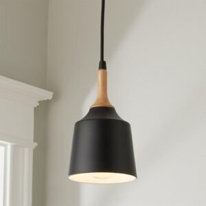 Modena pendant light, black brown and wood