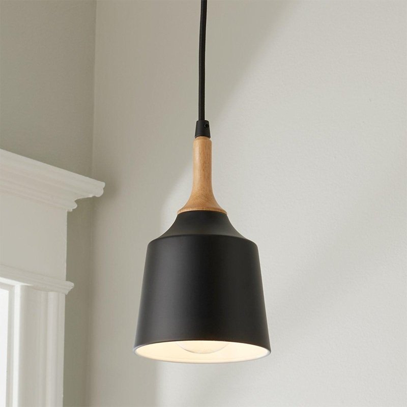 Modena pendant light, black brown and wood