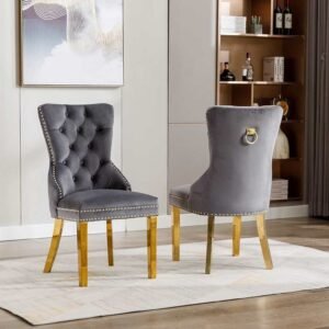 set of 2 Jetta dining chairs, grey velvet