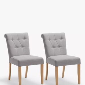 Set of 2 Poppins dining chairs, dove grey and solid beech