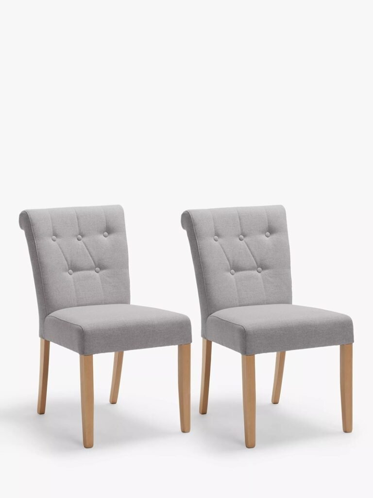 Set of 2 Poppins dining chairs, dove grey and solid beech
